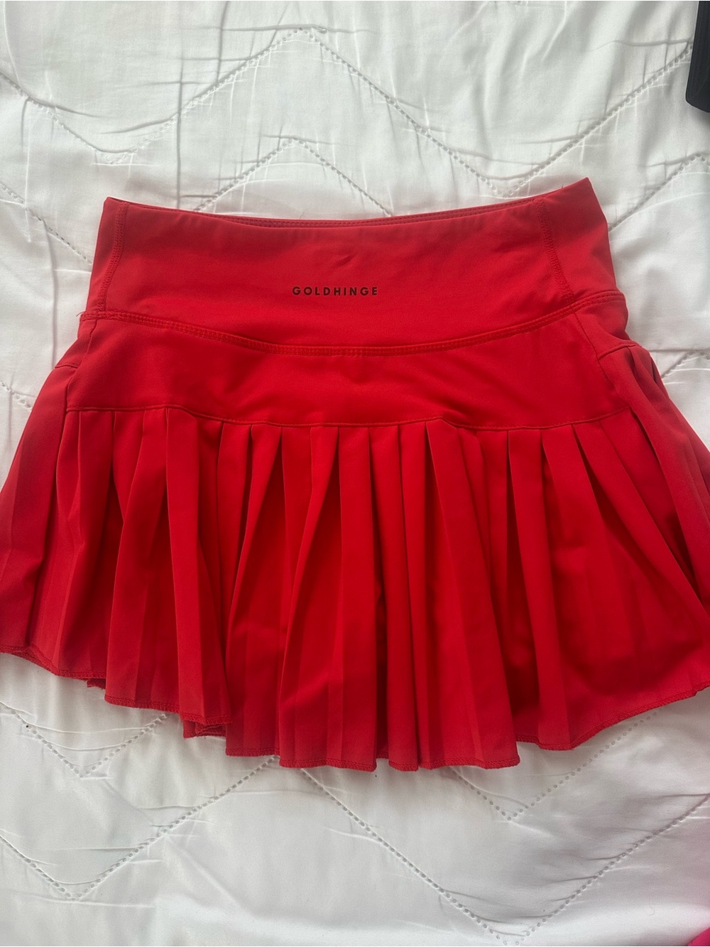 GoldHinge Women’s Red Pleated Tennis Skort